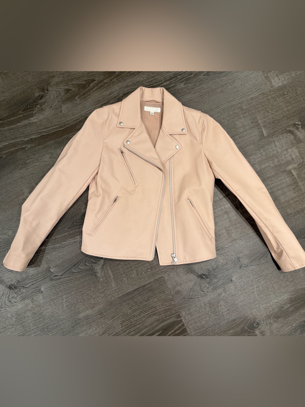 Uniqlo Blush Pink Faux Leather Moto Jacket
